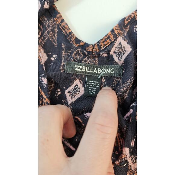 Billabong Geometric Me Knot oversized Lagenlook Bell Sleeve Top Boho M beach EUC - Picture 4 of 9